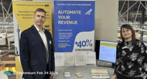 2026-02-24 GTApreneurs Business Networking Event Vaughan - Igor and Tammy at booth